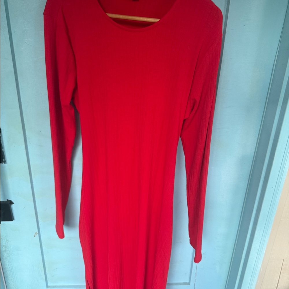 Wild Fable Vibrant Red Long Sleeve Dress